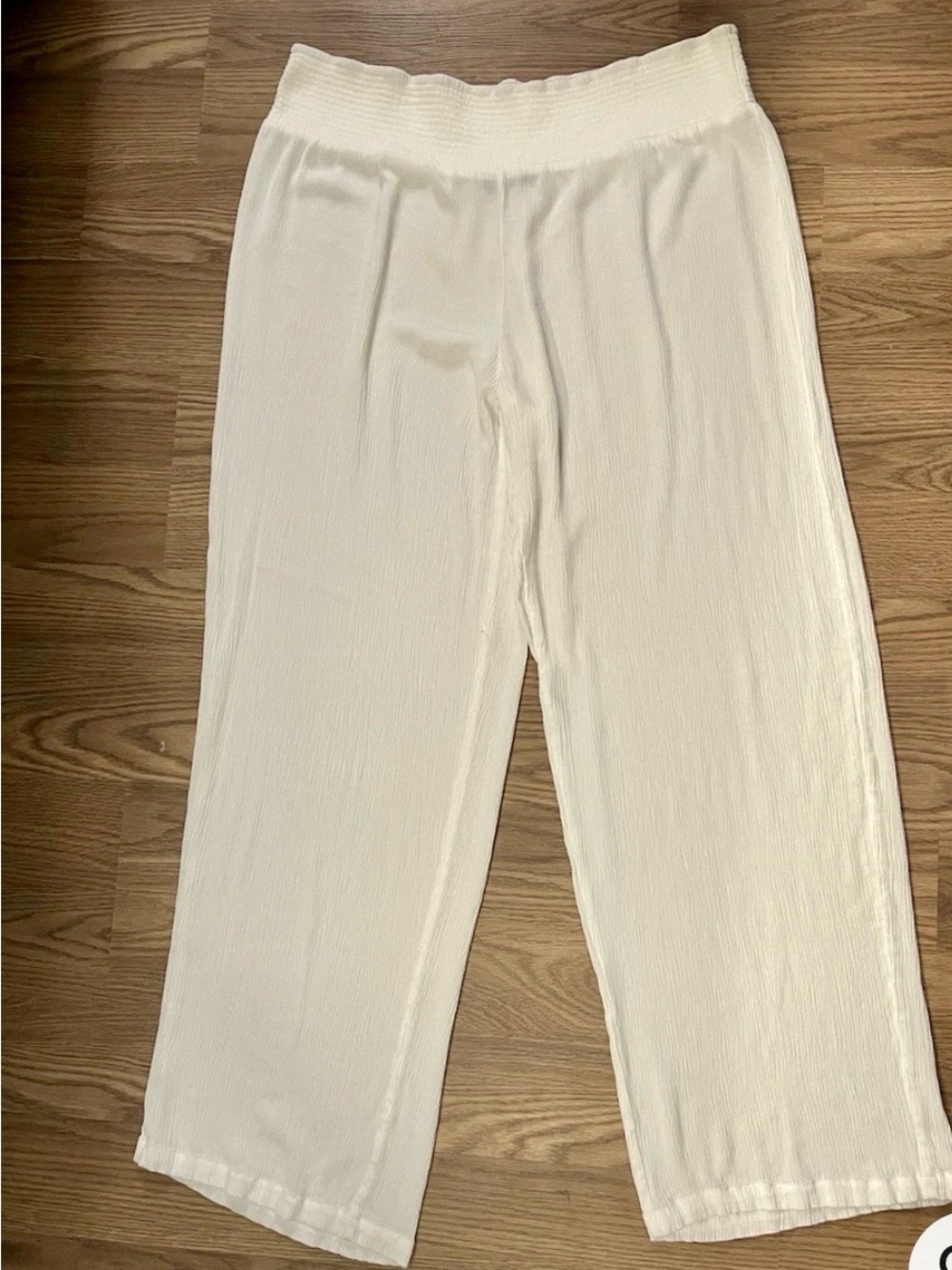 Lauren Ralph Lauren White Wide-Leg Elastic Waist crepey lounge pants or cover